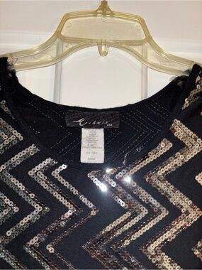 Women's Black Sequin Chevron Blouse